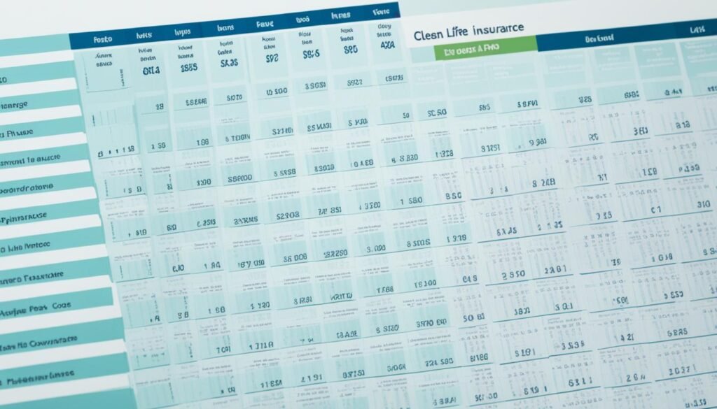 term life insurance rates table