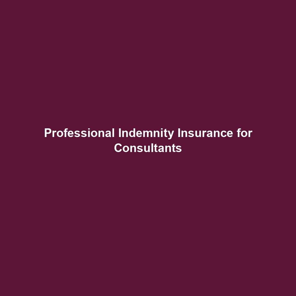 Professional Indemnity Insurance For Consultants